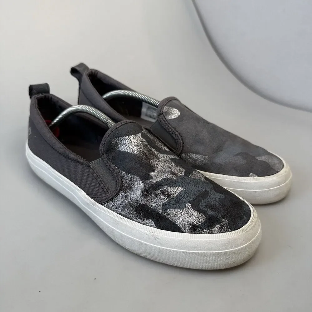 Sperry Crest Twin Gore Womens 9M Silver Blue Metallic Camo Sneakers EUC